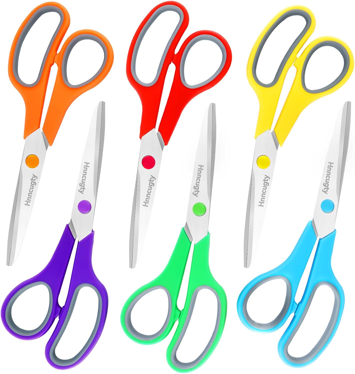 Detalle de Hnncugty FBA661 8-Inch Multipurpose Scissors, 6-Pack, Ambidextrous