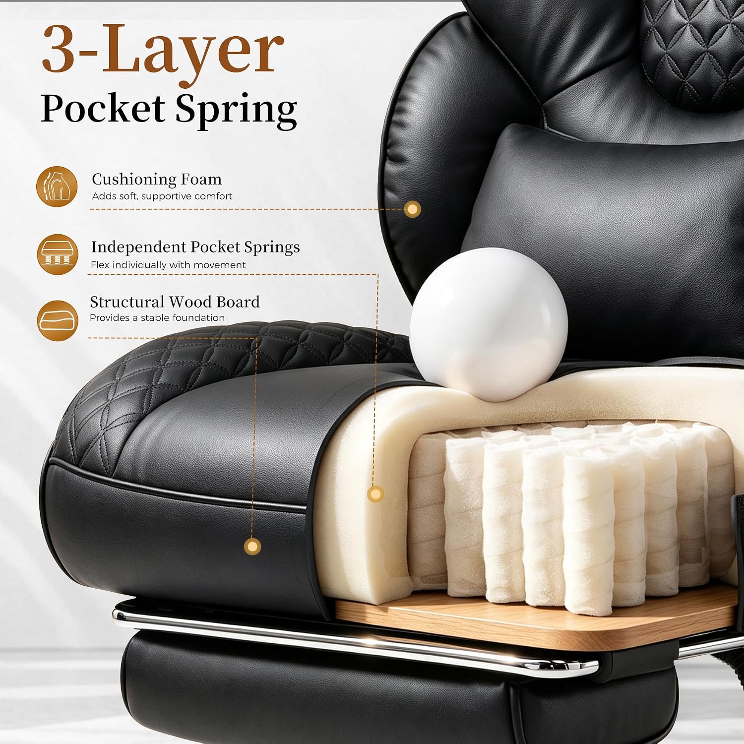 Detalle 2 de GTPOFFICE DMY-CH910 Big and Tall Executive Office Chair with Recline