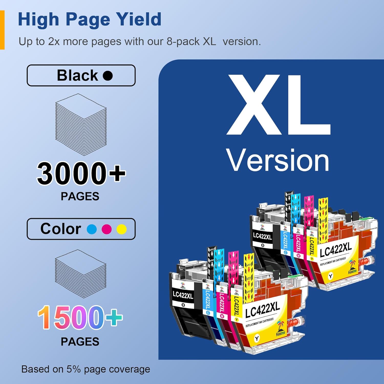 Detalle de Palmtree LC422XL Ink Cartridges Multipack for Brother LC422XL (8-Pack) – MFC Series Compatibility