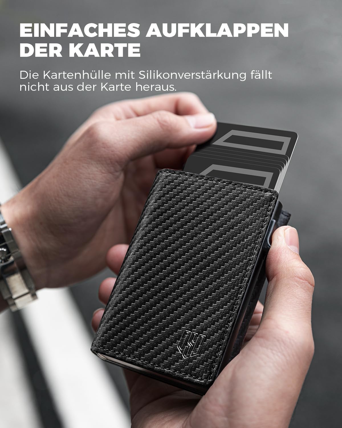 Detalle 2 de DODENSHA MagSnap Slim Wallet für 10+ Karten mit RFID Schutz