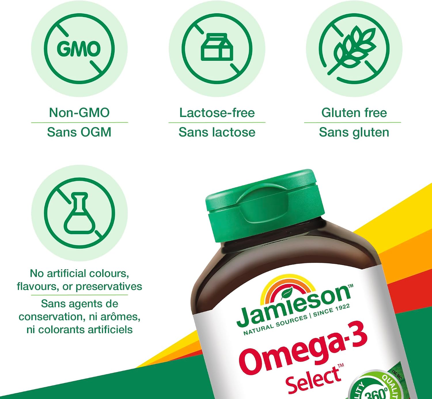 Detalle 2 de Jamieson 64642062321 Omega-3 Select 1,000 mg, 300 mg EPA + 200 mg DHA, 200 Softgels