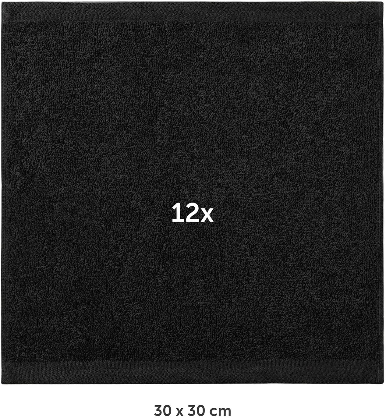 Thumbnail 1 de Blumtal lot de 12 serviettes visage 100% coton (noir) certifié Oeko-TEX®