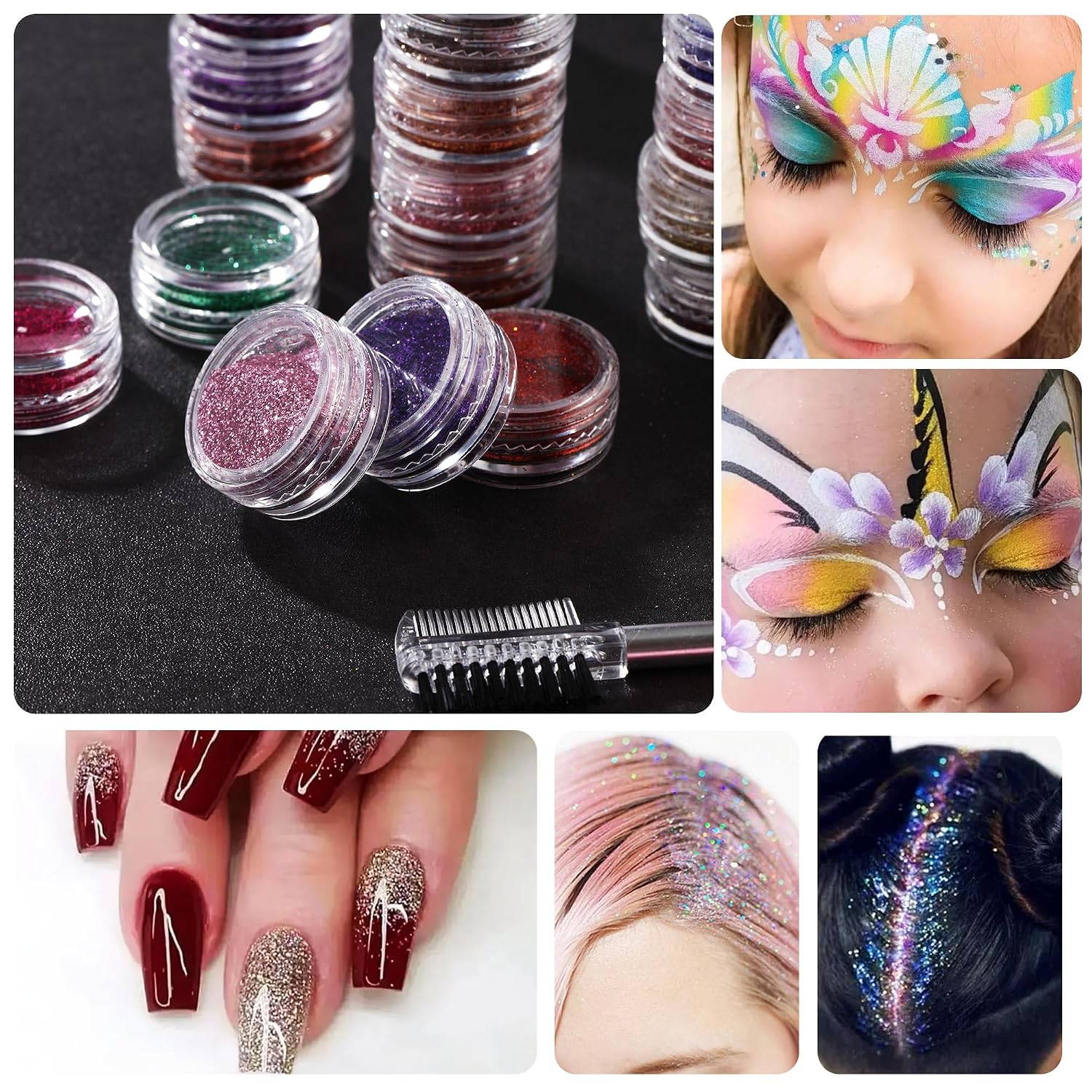 Thumbnail 4 de Glitzer Tattoo Set Kinder 48 Farben und 195 Schablonen 🎨