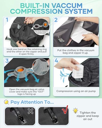 Detalle de SZLX Mochila de Vacío para Cabina – Mochila de viaje con bomba y compresión al vacío