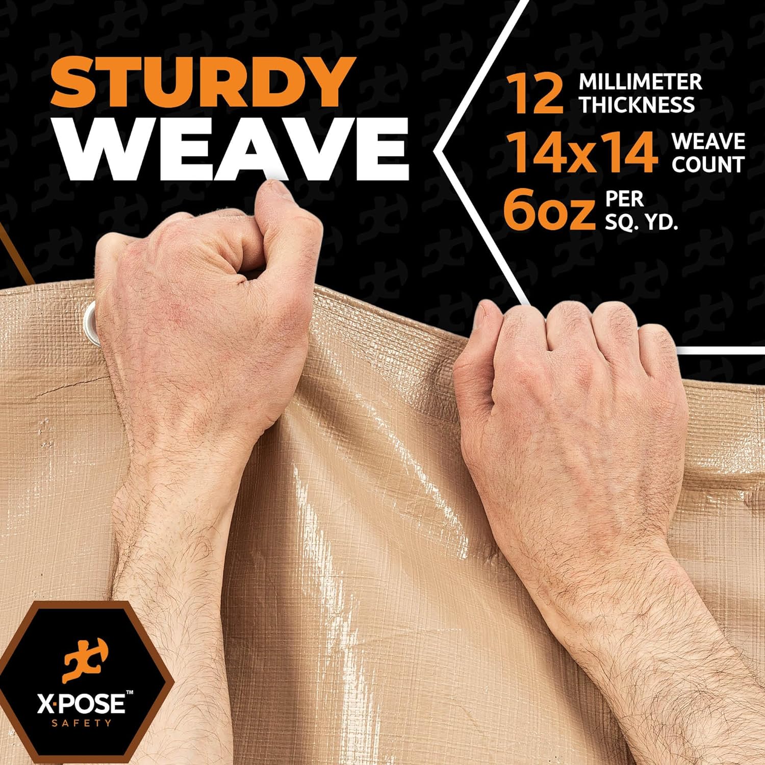 Detalle 2 de Heavy Duty Tan Poly Tarp 5' x 7' by Xpose Safety