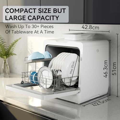 Detalle de Hermitlux Table Top Dishwasher 7+3 Programmes, 5 Place Settings, Child Lock