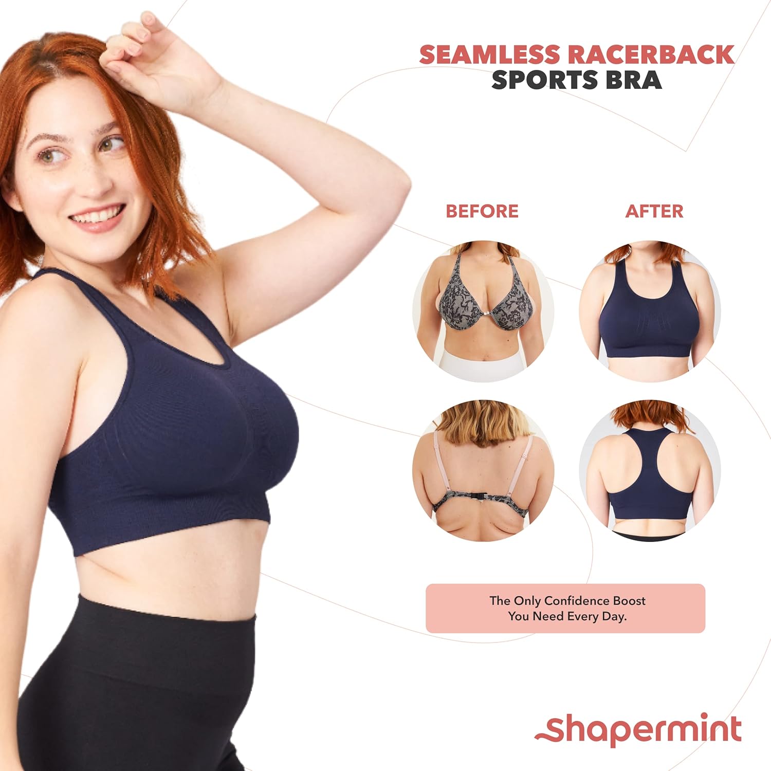 Thumbnail 6 de SHAPERMINT High Support Sports Bra (Plus Size) — Wire-Free Workout Bra With Removable Pads
