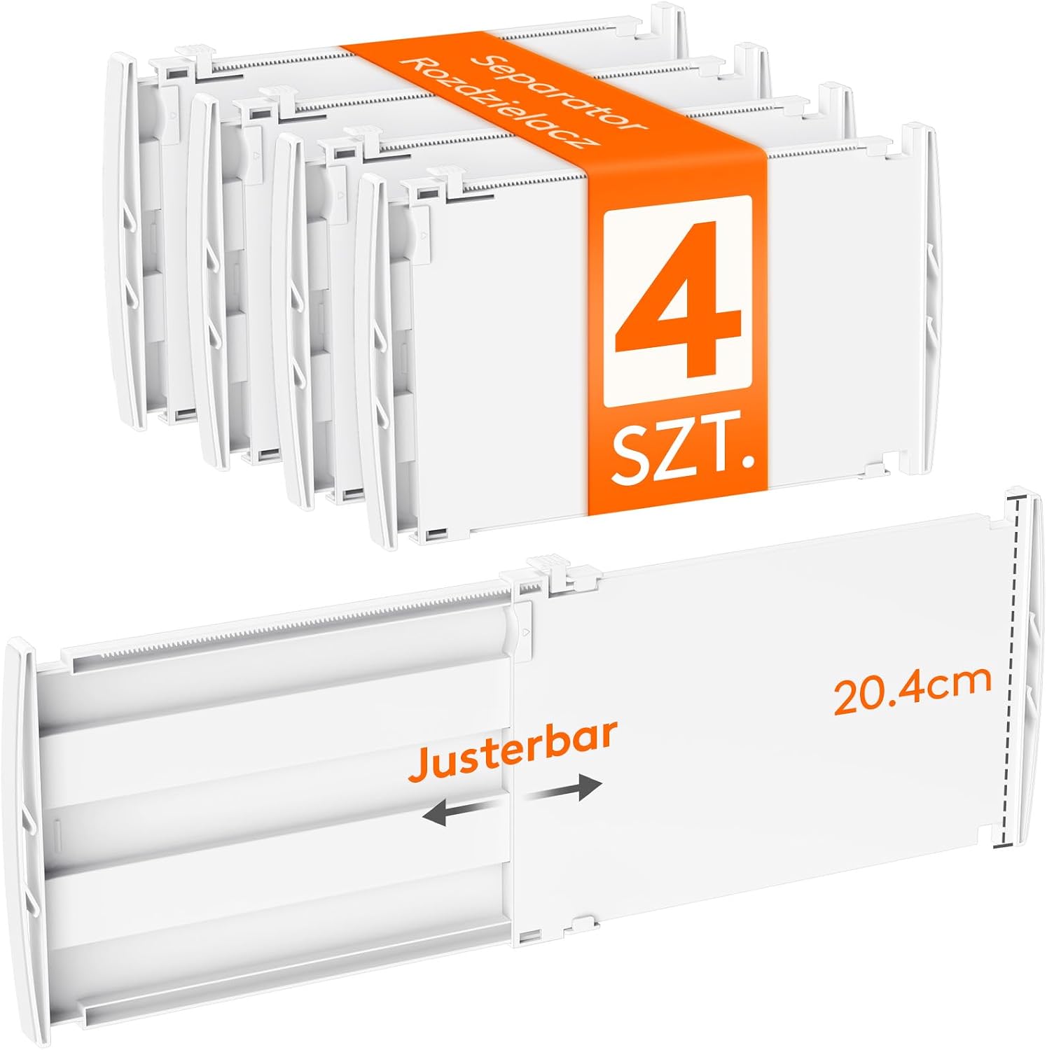 Detalle de Lifewit 24566 lådavdelare, 4-pack, justerbara och 20,4 cm höga