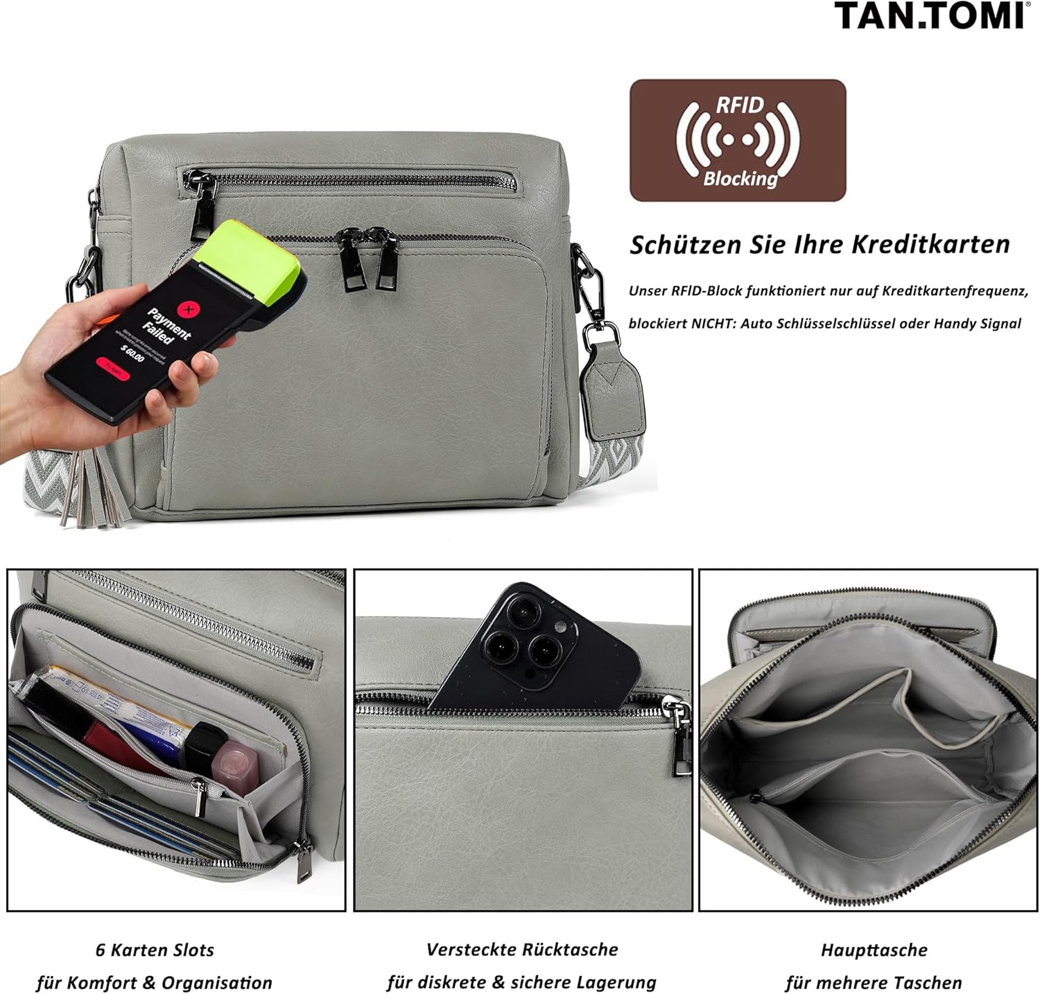 Thumbnail 3 de TANTOMI Umhängetasche Damen – Crossbody Bag mit verstellbarem, abnehmbaren Schultergurt