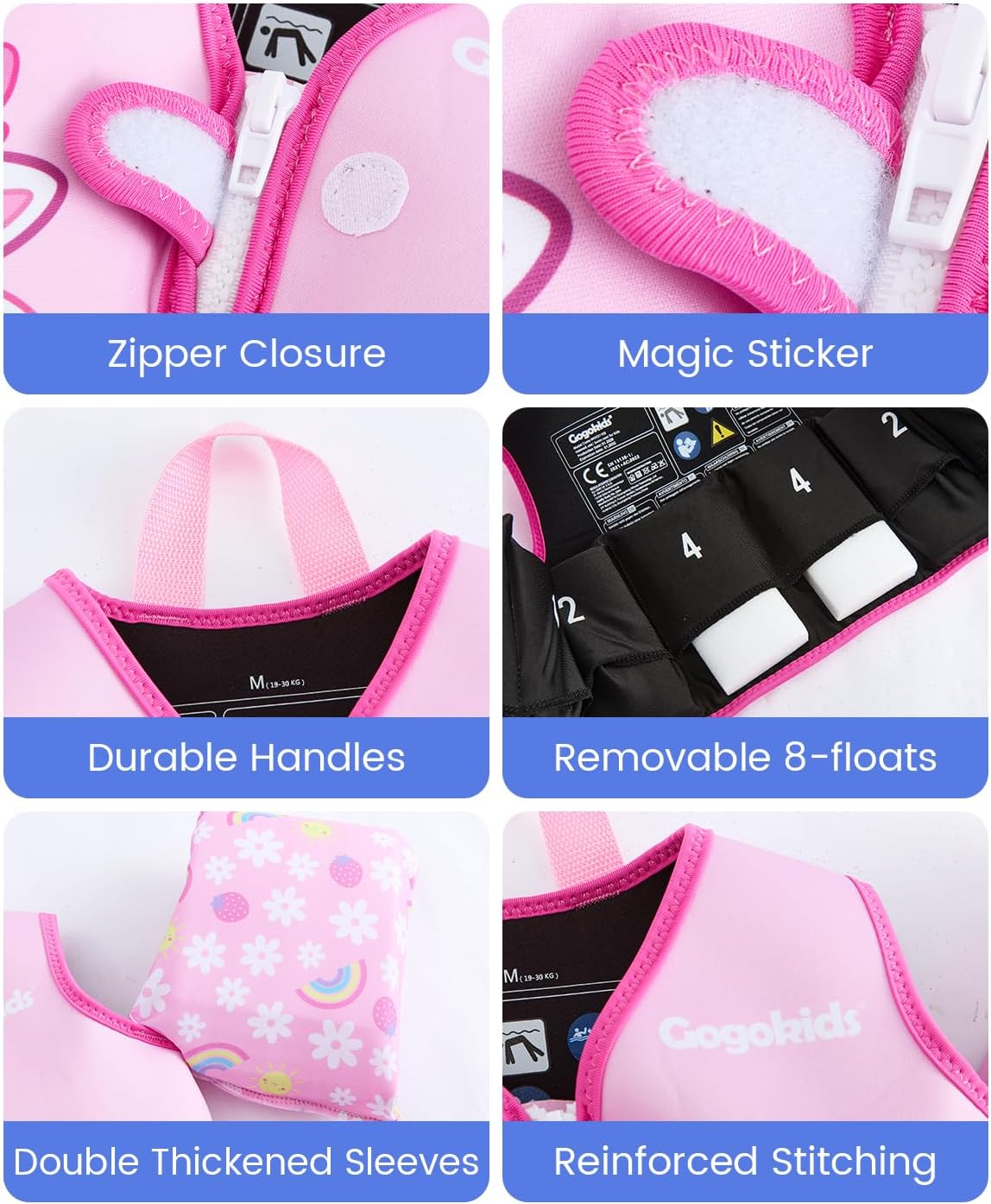 Detalle 2 de Gogokids Kids Swim Vest with Arm Bands (2-6 years) buoyancy float jacket for pool and beach