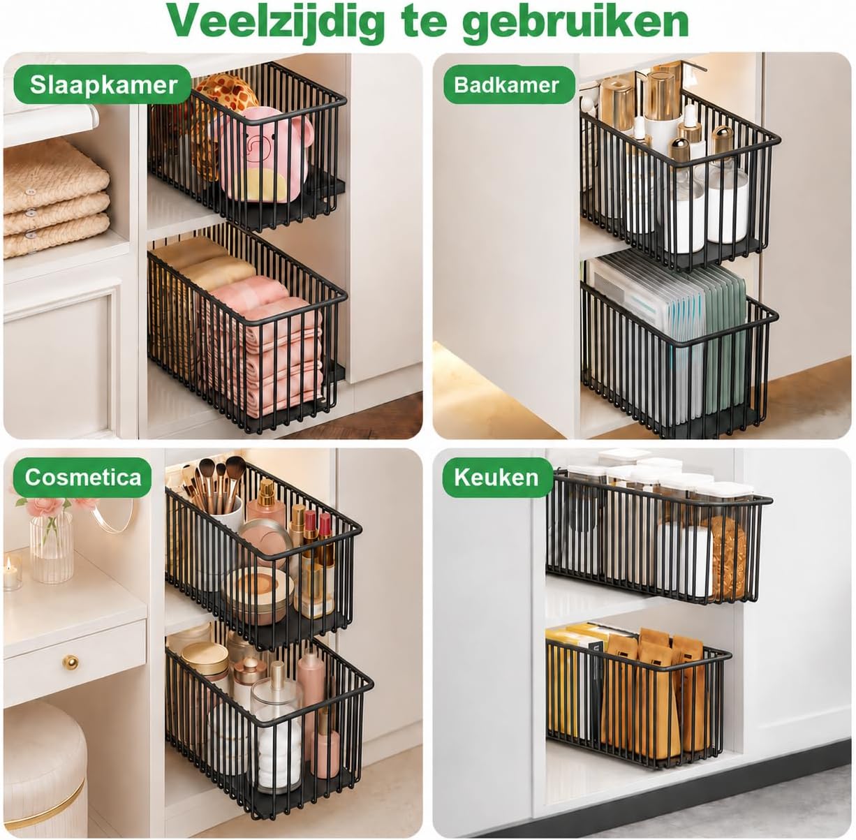 Thumbnail 6 de KEXIBO KEXIBO-LB uittrekbare kastmanden, 4 stuks van koolstofstaal