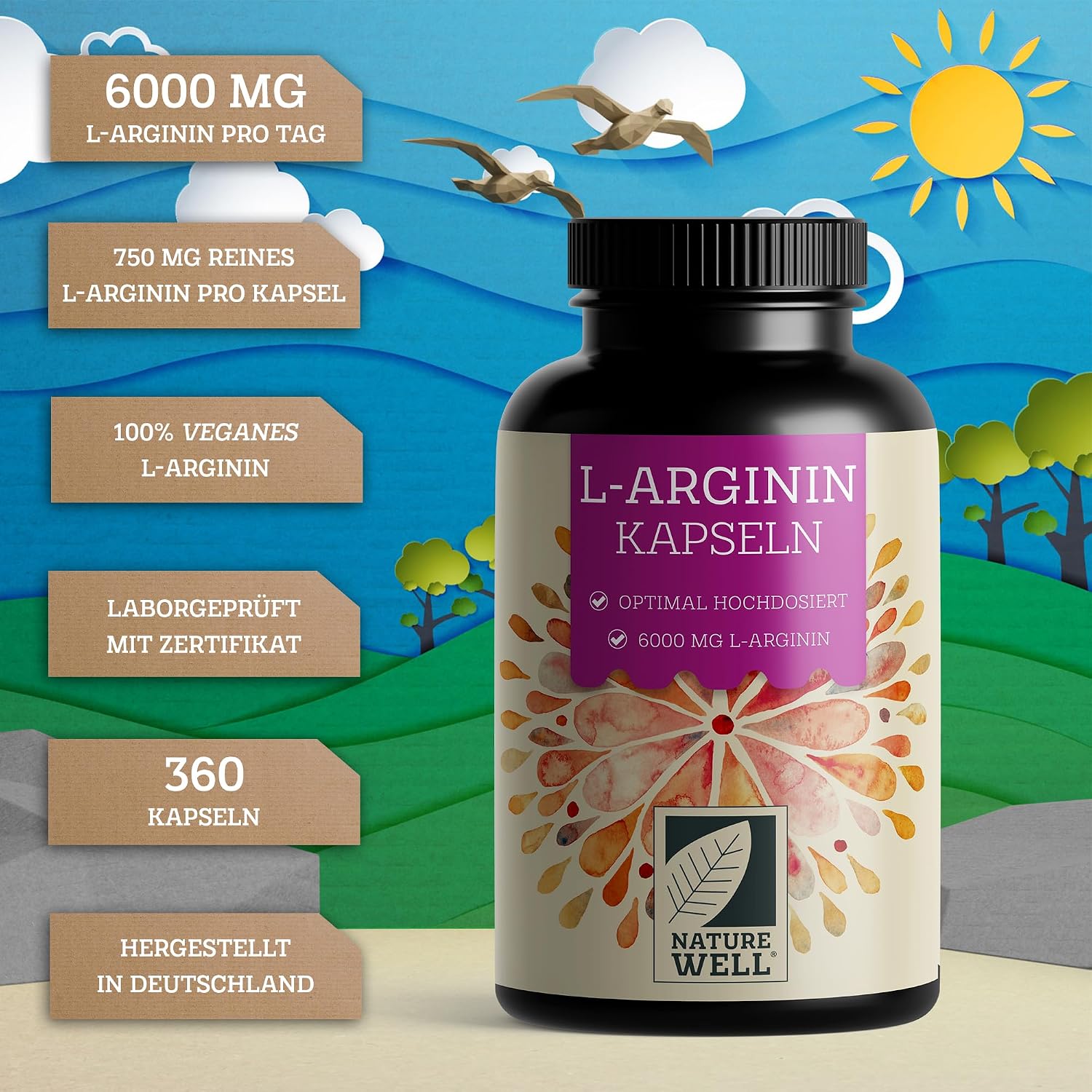 Detalle 2 de L-Arginin 360 Kapseln vegan 6000 mg