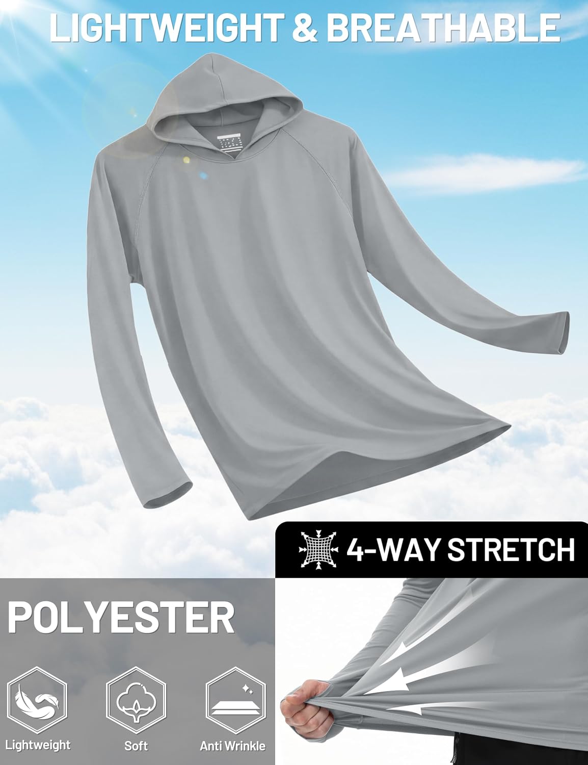 Thumbnail 3 de TACVASEN UPF 50+ hoodie top for men