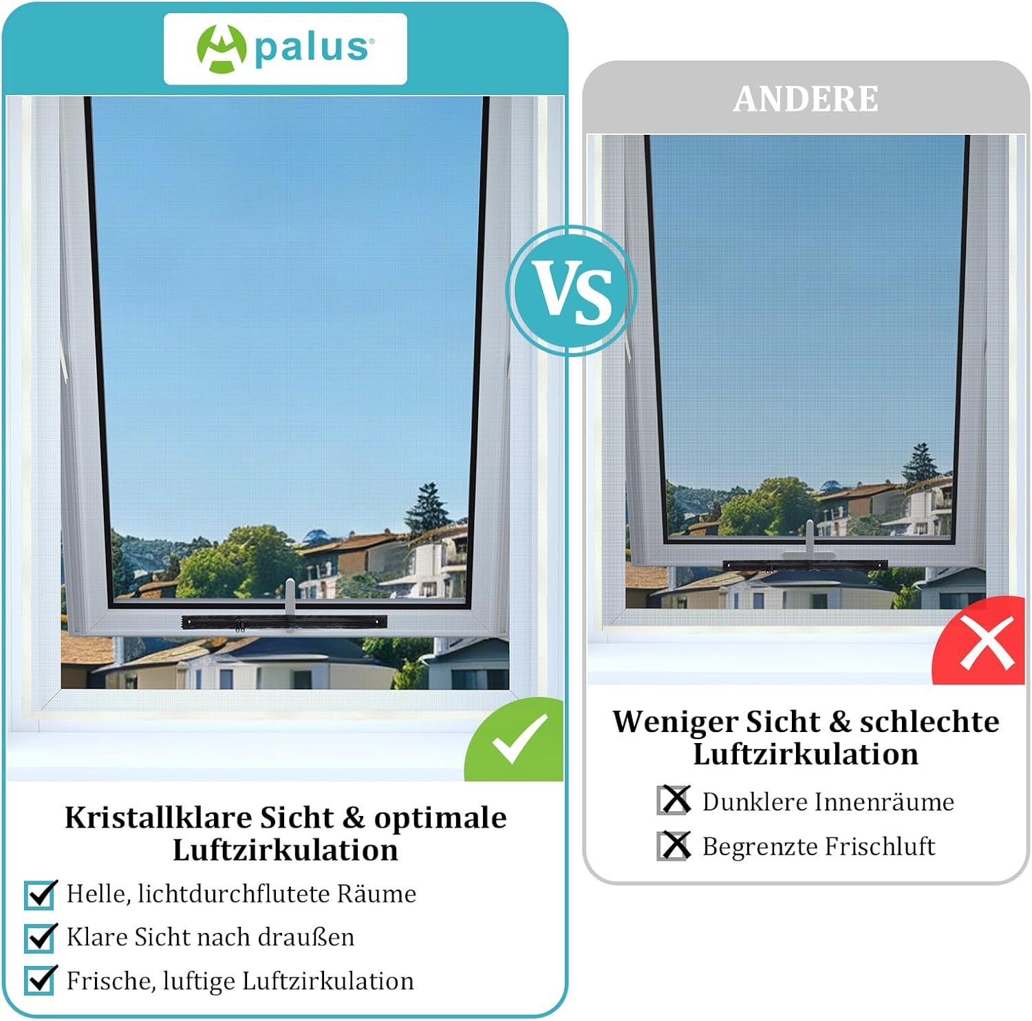 Thumbnail 4 de Apalus Dachfenster Fliegenschutznetz: Selbstklebendes Insektenschutznetz für Klappfenster bis 130x150
