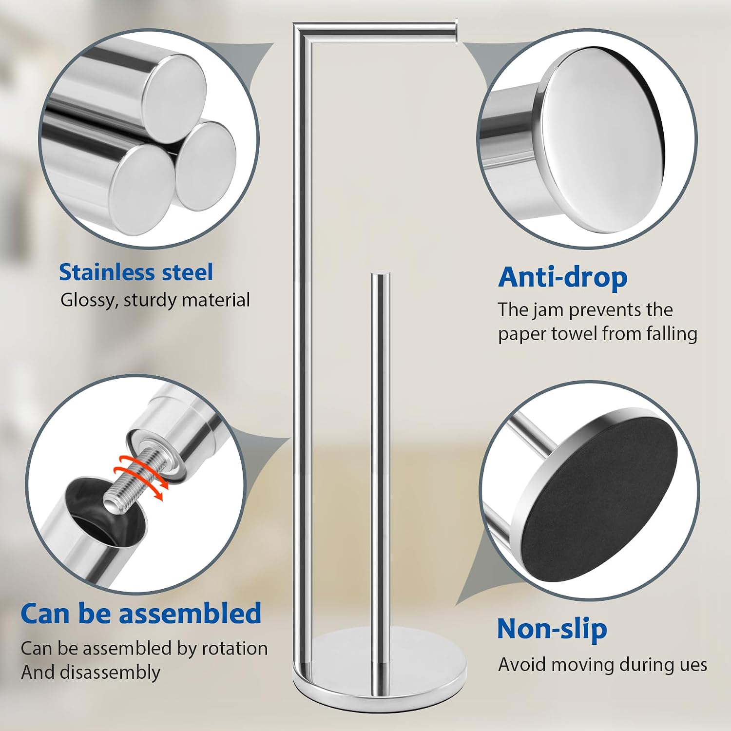 Thumbnail 2 de Batoliet 025 Free-Standing Toilet Paper Holder, Chrome, 4-Roll Storage