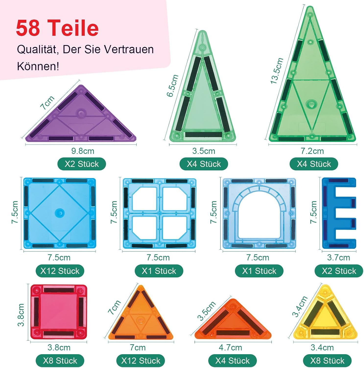 Detalle de SURFOU Costruzioni Magnetiche 58 Pezzi: blocchi da costruzione STEM per bambini 3–7 anni