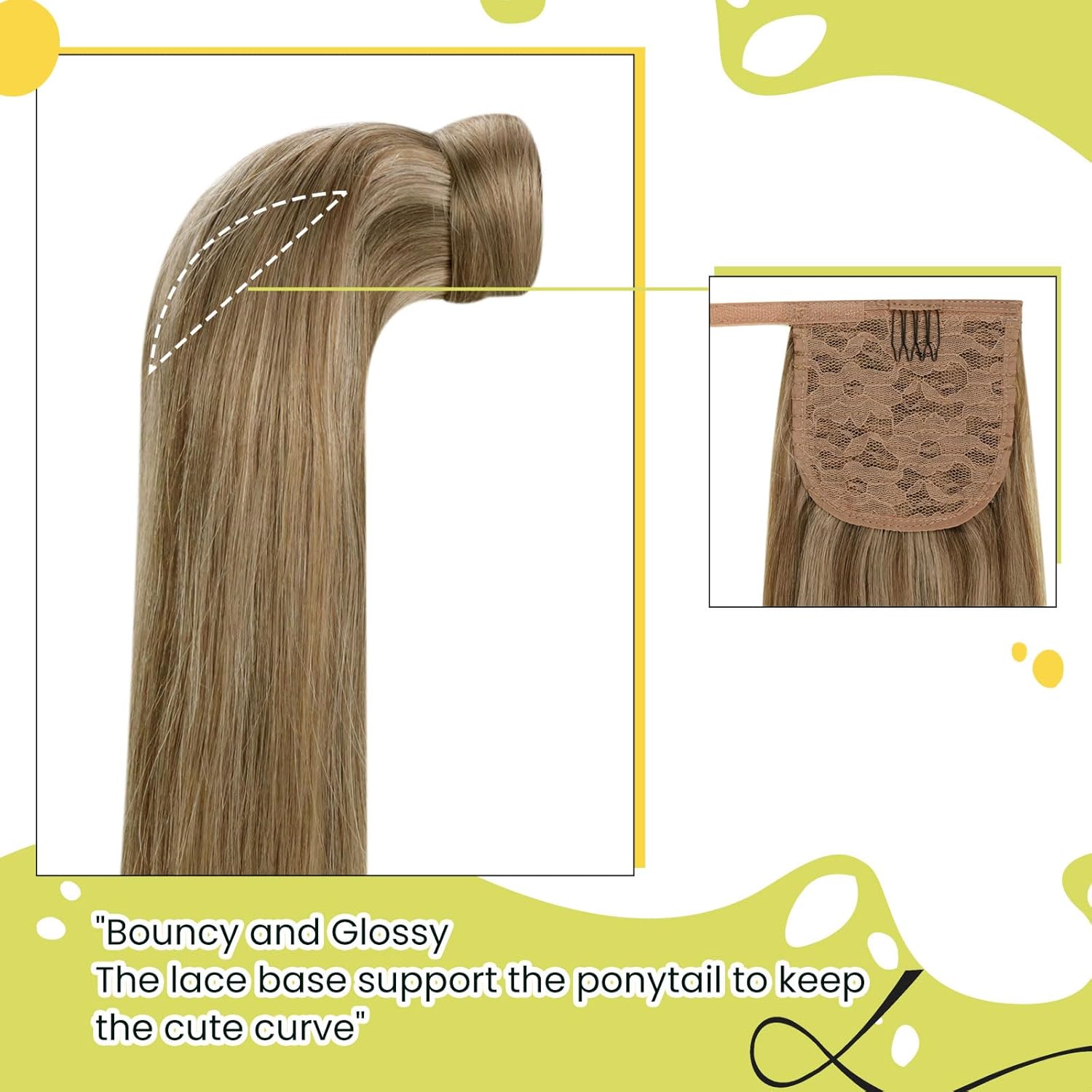 Thumbnail 2 de RUNATURE Postiche Queue de Cheval Blond Doré 50 cm en cheveux humains #10P16