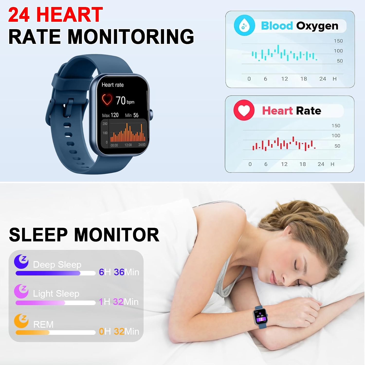 Detalle de Jugeman Smart Watch for Men & Women: 1.96-inch Calls, 113+ Sports Modes, IP68 Waterproof