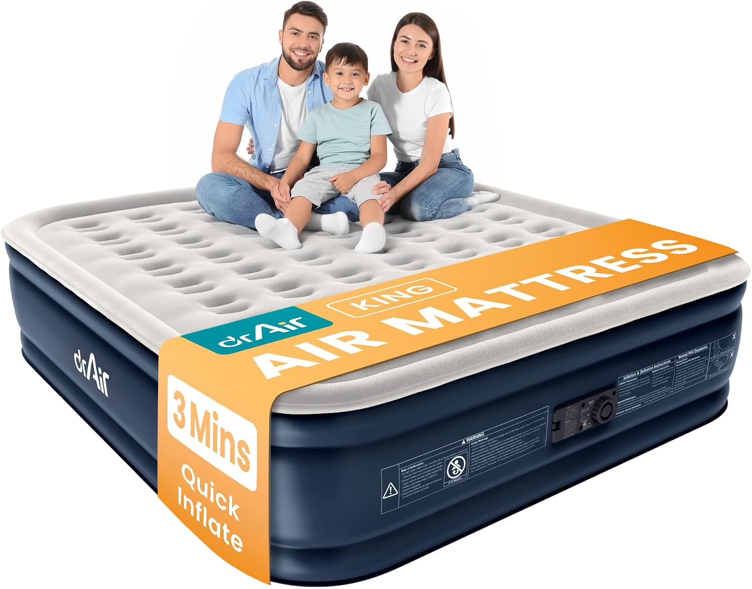 Detalle de Dr. Air DAC-WBK01A King Air Mattress, Built-In Pump, 18-Inch, 1,000-lb Capacity