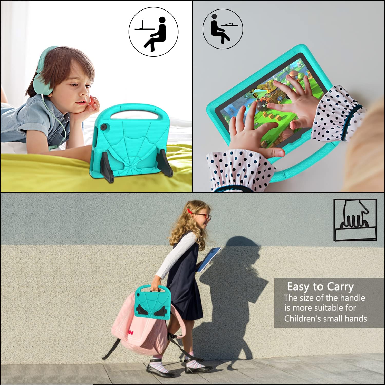 Detalle 2 de Case for 8-inch Tablet for Kids (Not Fits Samsung iPad 8-inch) – Lightweight, Shockproof Turquoise