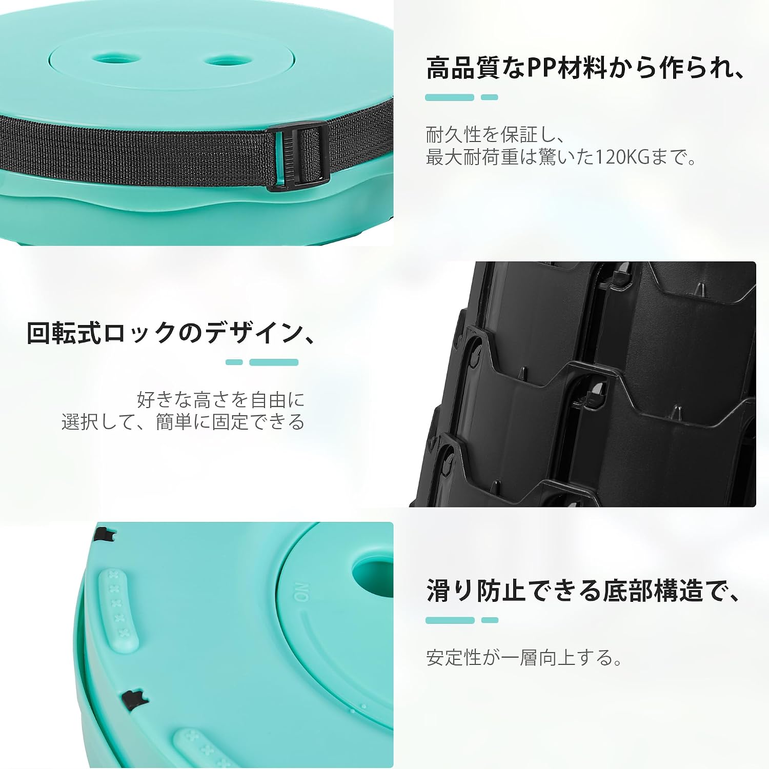Detalle 1 de VECELO KHD-OFC14-BSB-01 伸縮式折りたたみ椅子 直径25cm・高さ調節・耐荷重150kg