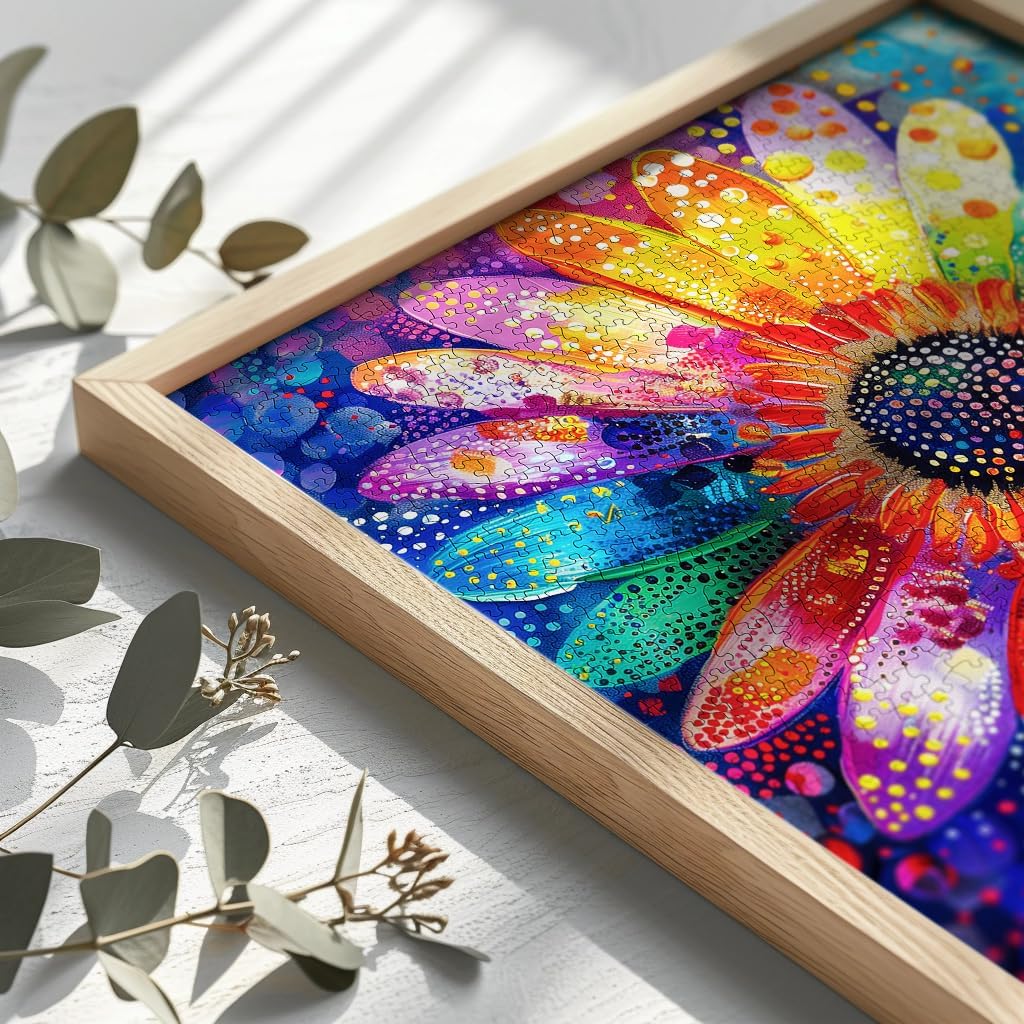 Detalle de Bgraamiens Rainbow Pointillisme Gerbera Flower 1000-Piece Jigsaw Puzzle