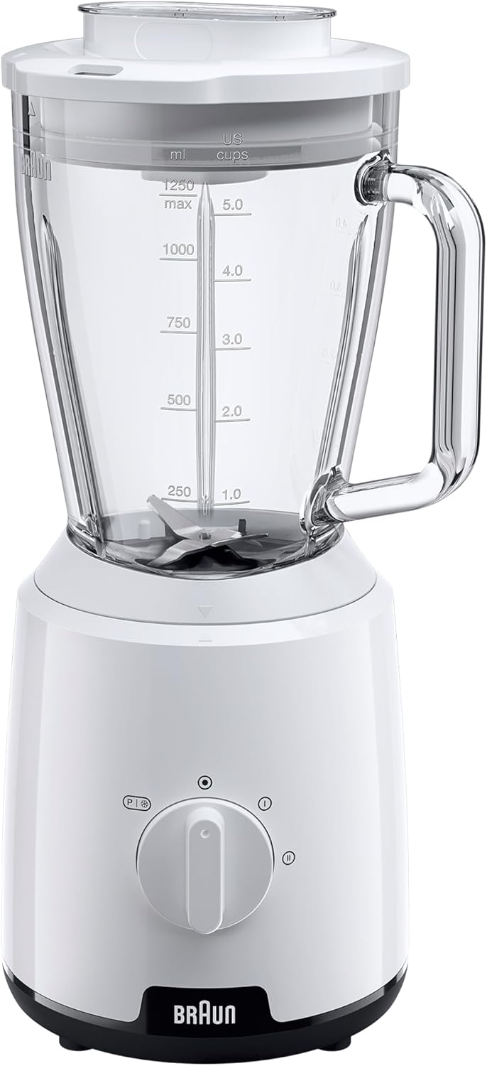 Detalle de Braun PowerBlend 1 JB1050WH – Standmixer mit 1,5 l Glasaufsatz und Ice-Crush