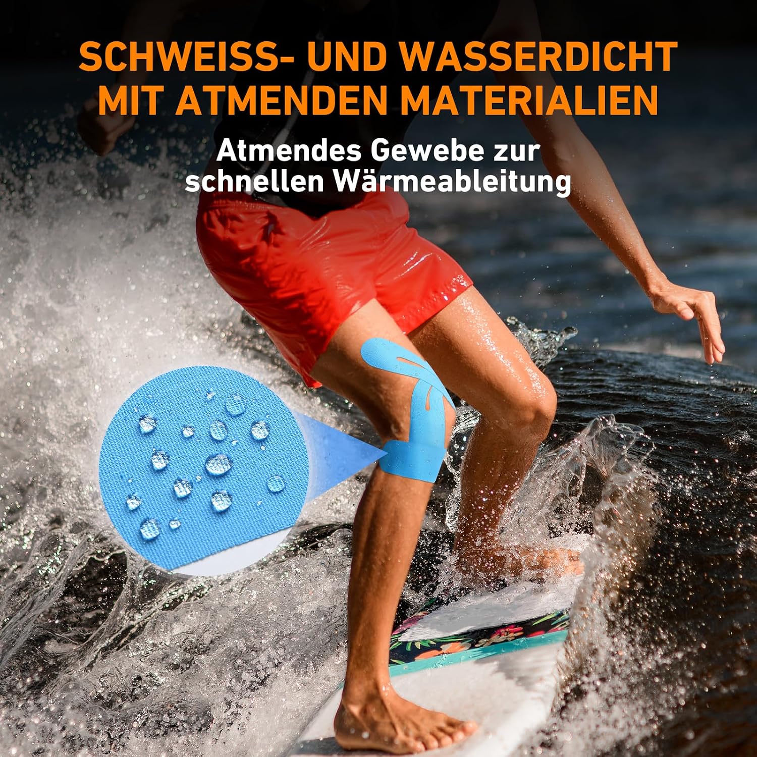 Thumbnail 6 de PreCut Kinesiotapes Kinesiologie-Tapes (vorgeschnitten) für Knie – wasserfest, elastisch & hautfreundlich, 10 Streifen – blau