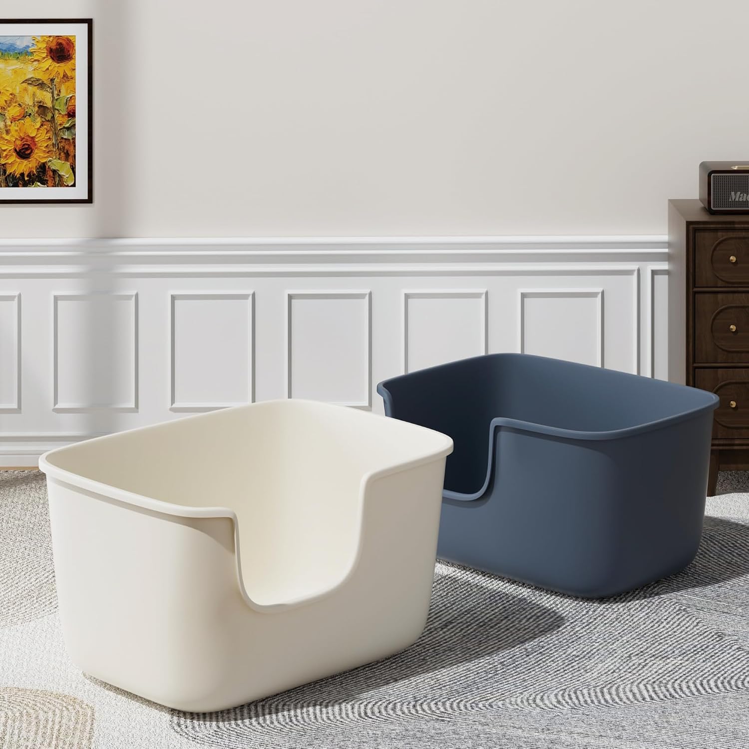Detalle de Vealind Large High Sided Cat Litter Tray, 22 in