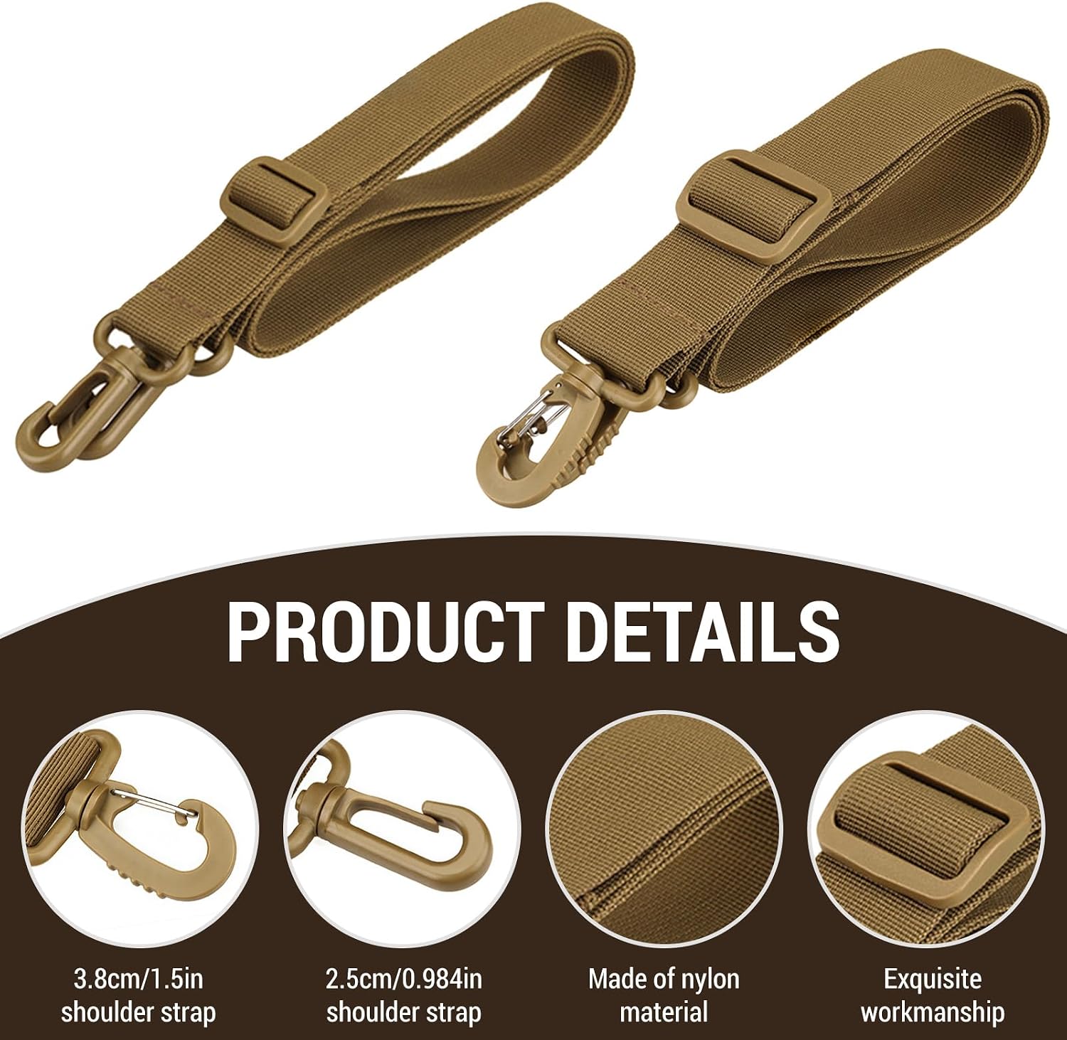 Thumbnail 4 de Schultergurt mit Karabiner – Verstellbarer Taschenriemen 155 cm, 3.8 cm Breite (Grün)