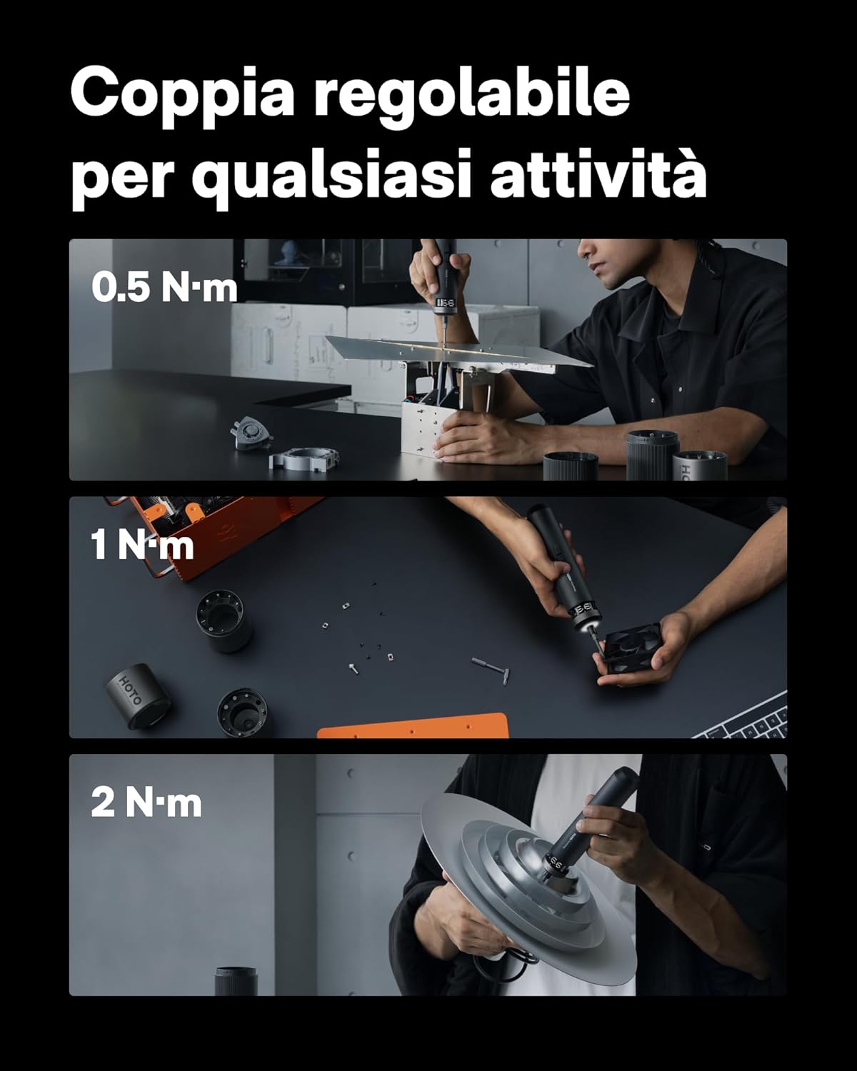 Thumbnail 2 de HOTO PixelDrive Cacciavite Elettrico: Set da 6 Coppie, Display Intelligente, 30 punte e LED – ideale per elettronica e riparazioni domestiche