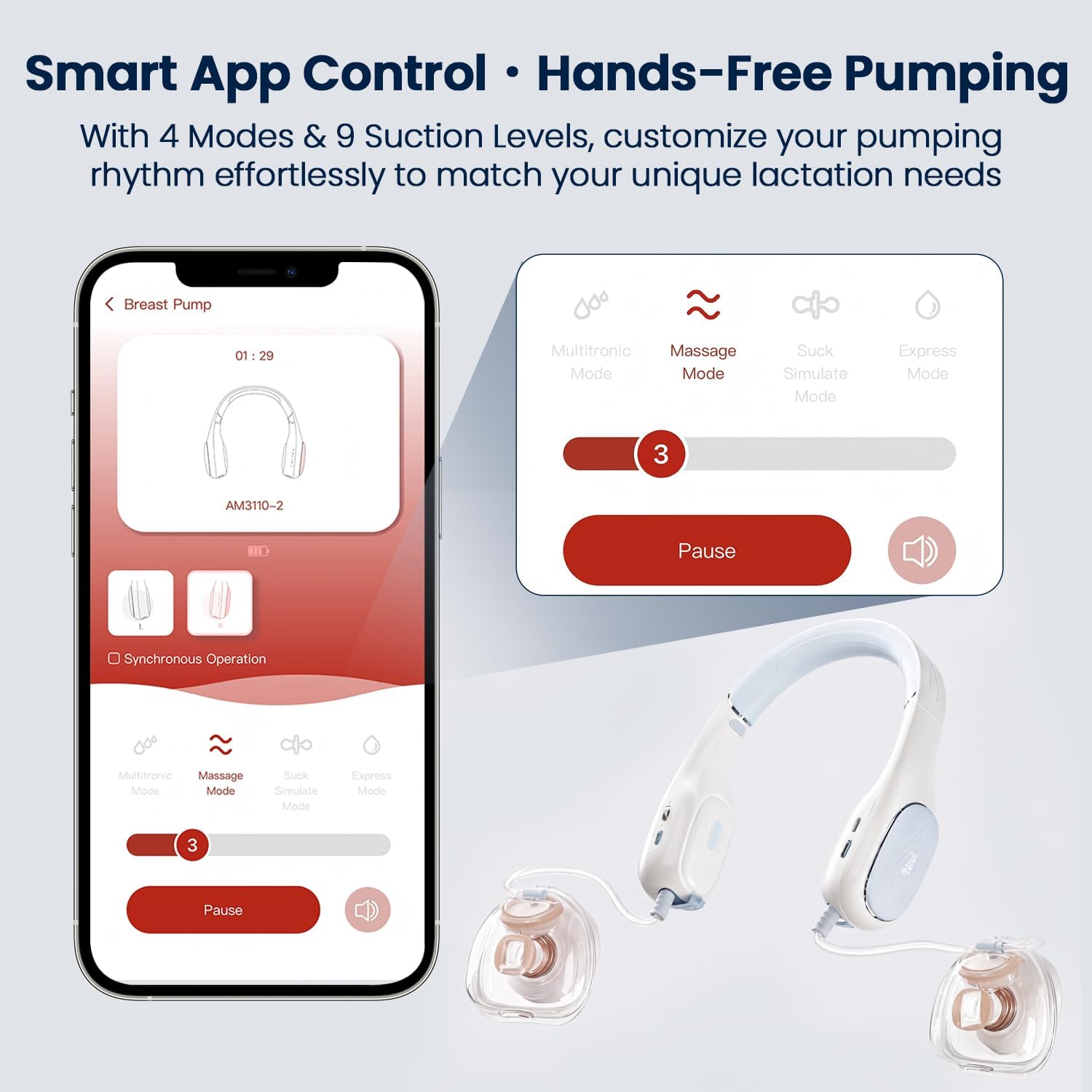 Thumbnail 1 de NCVI NC3110-2 Wearable Breast Pump with App Control and 6oz Cups