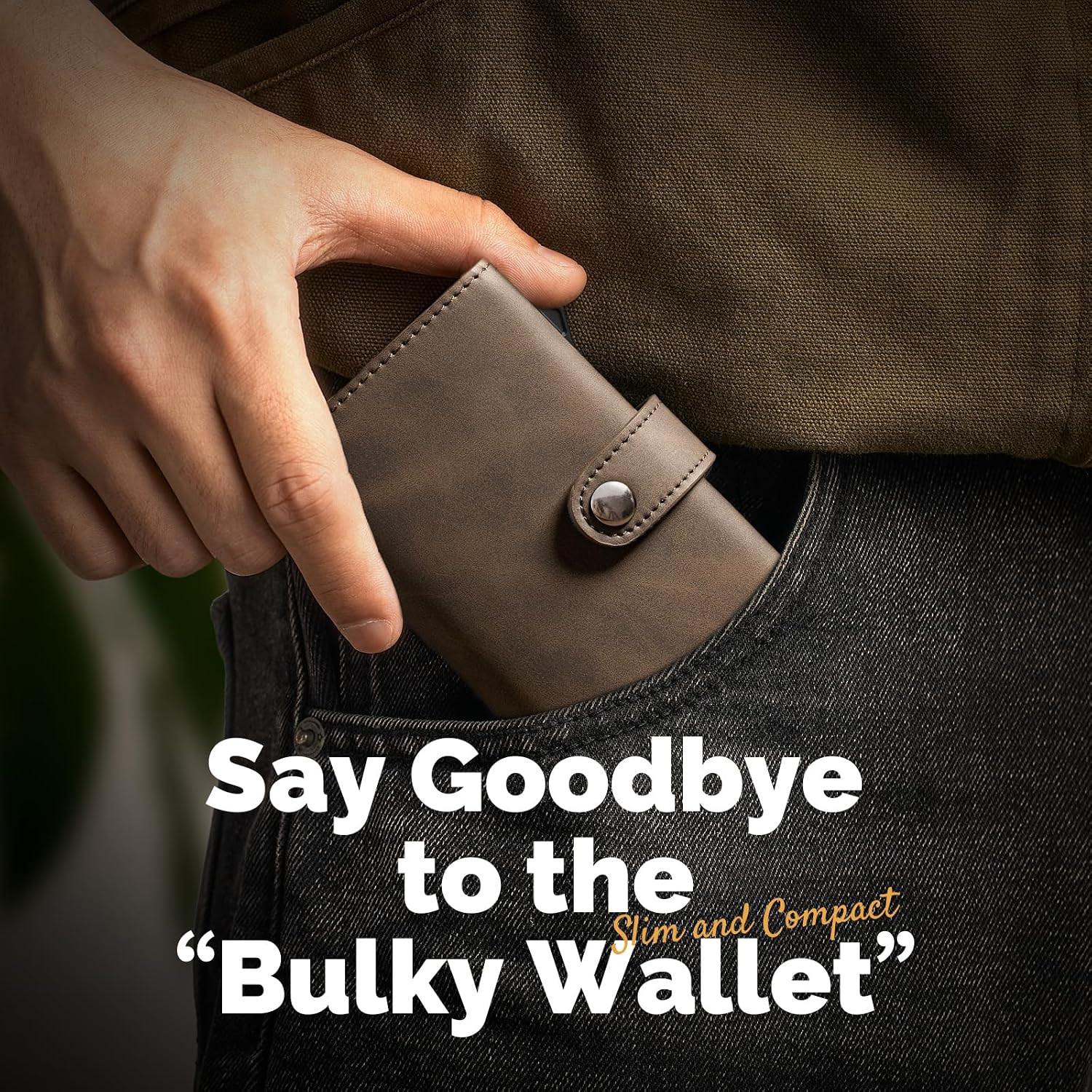 Detalle 2 de YESIIW Crazy Horse Brown RFID Leather Card Holder Wallet with Pop-Up Mechanism (up to 9 cards, 2 ID windows)
