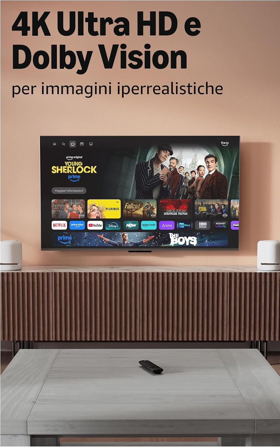 Detalle de Fire TV Stick 4K Plus di Amazon: streaming 4K avanzato con Wi‑Fi 6, Dolby Vision/Atmos e controllo vocale Alexa