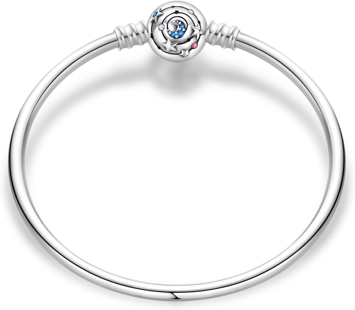 Detalle de KUNSIR Moments 925 Sterling Silver Snake Chain Bracelet for Women – Fits Pandora & European Charms Beads
