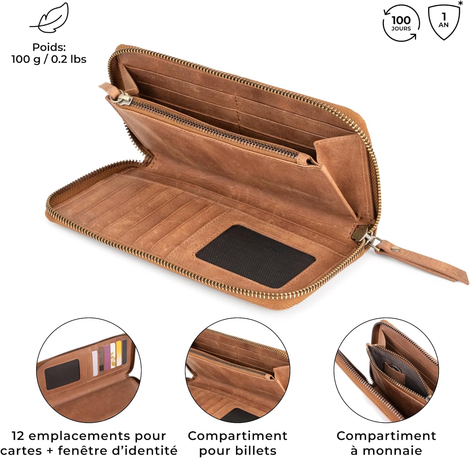 Thumbnail 2 de Berliner Bags Margo Grand Portefeuille en cuir avec protection RFID (Marron) – grand format