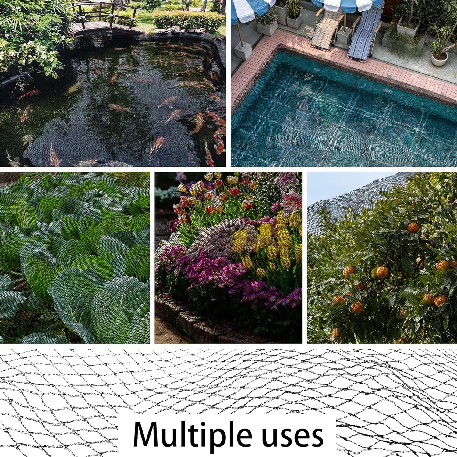 Thumbnail 6 de UNIFAMILY 4.5m x 4.5m Pond Netting – Black Koi Pond Net Kit