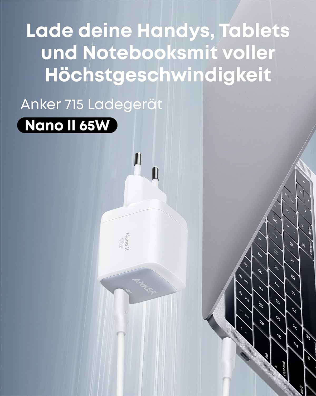 Detalle de Anker Nano II 65W USB-C Ladegerät Netzteil – kompakt, leistungsstark und vielseitig
