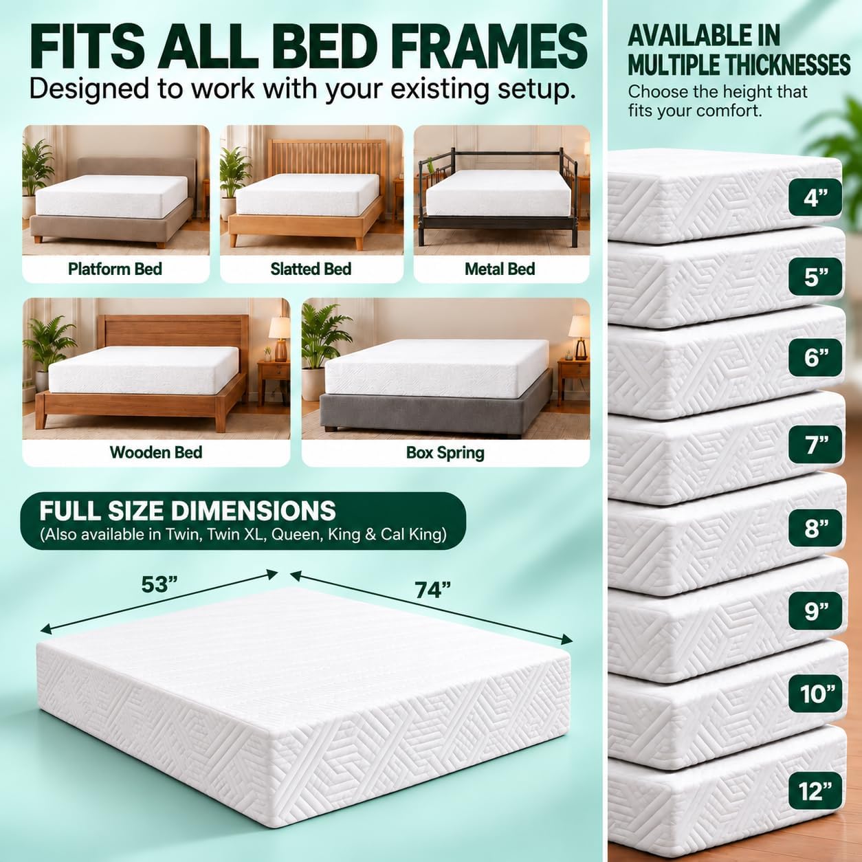Detalle de Viscologic Afford 878926002503 Full Foam Mattress, 5-Inch Cool Gel
