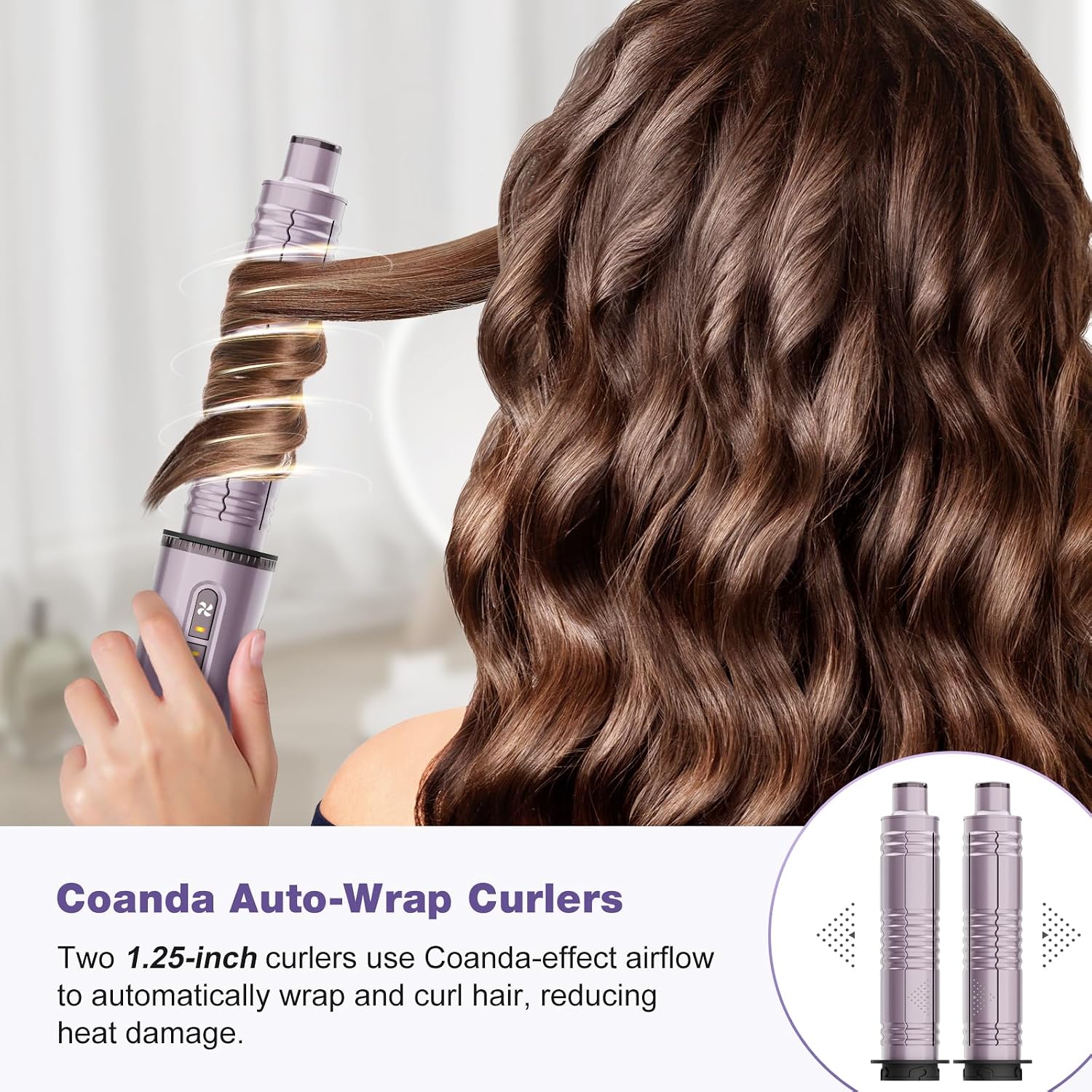 Detalle de 7MAGIC TD2301 7-in-1 Multi Hair Styler, Ionic, Auto-Wrap Curlers, Purple