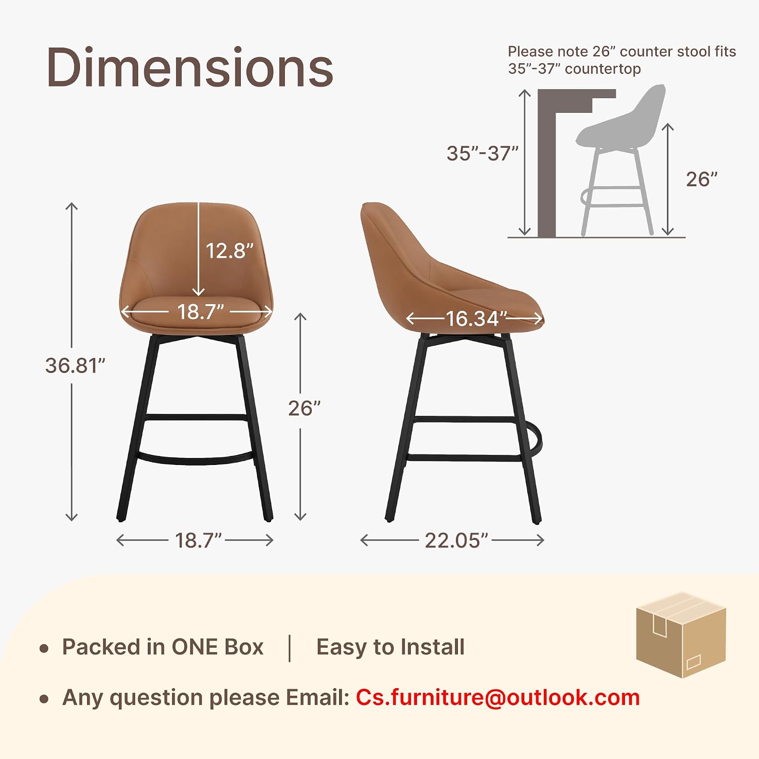 Detalle 2 de KISLOT Counter-Height Stools 26-Inch