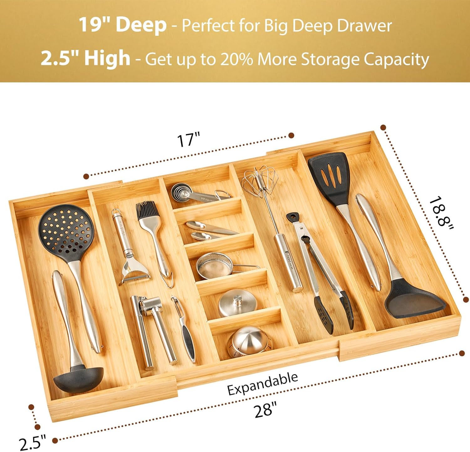 Thumbnail 1 de UMILIFE Extra Large Expandable Kitchen Drawer Organizer