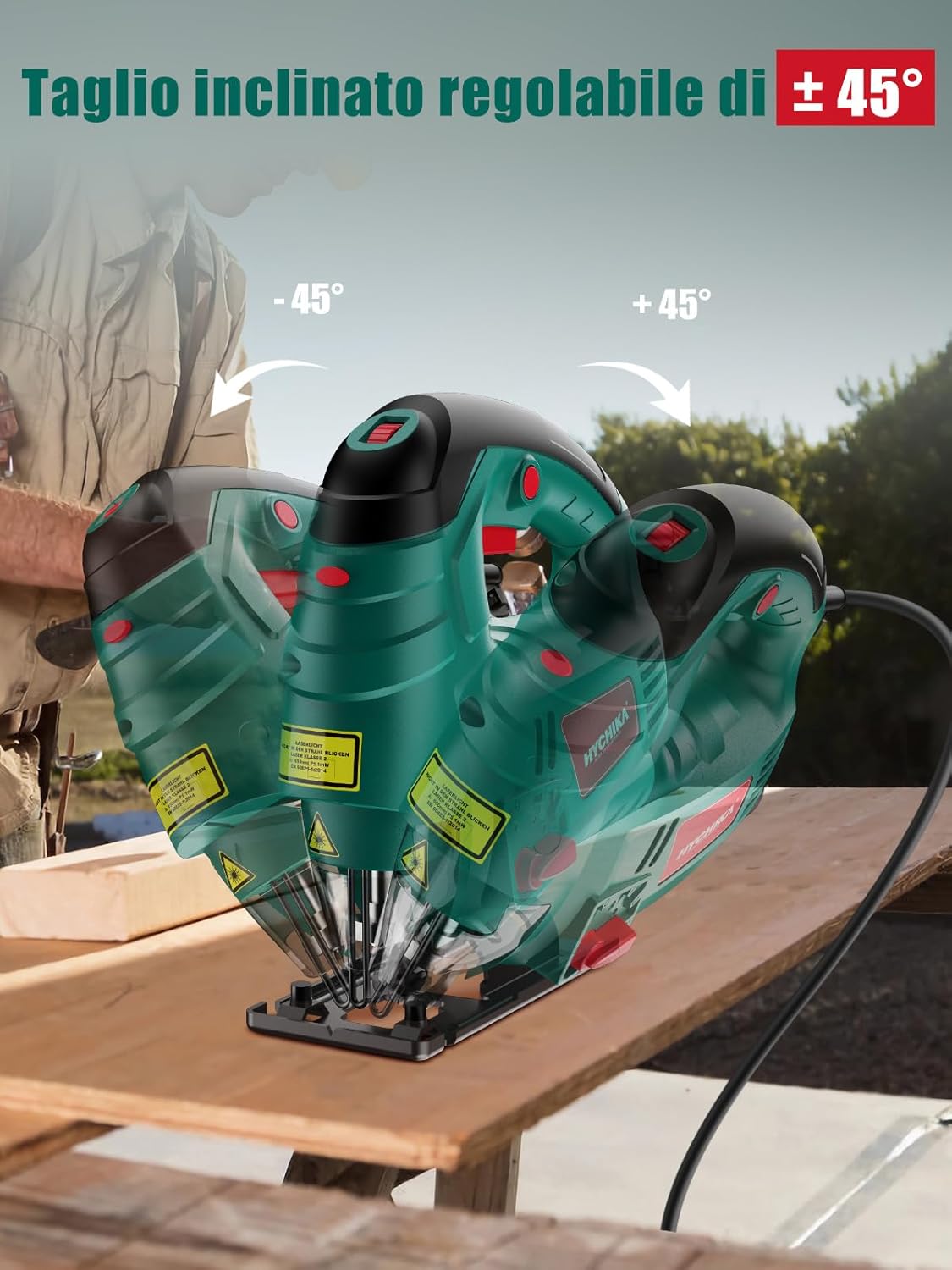 Detalle 1 de HYCHIKA Seghetto alternativo 800W 110 mm di taglio 🛠