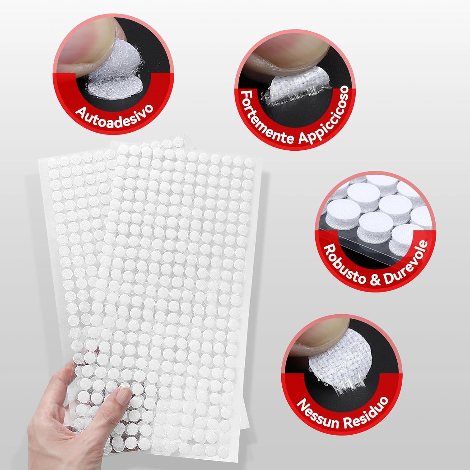 Thumbnail 2 de FIXCHORD 300 coppie di tondini adesivi tondi da 10 mm, puntini autoadesivi rimovibili con gancio e occhiello