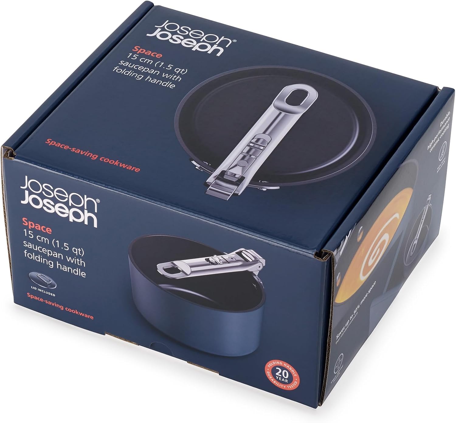 Detalle de Joseph Joseph Space 15 cm Stieltopf mit Deckel – platzsparend, induktionsgeeignet und keramisch beschichtet
