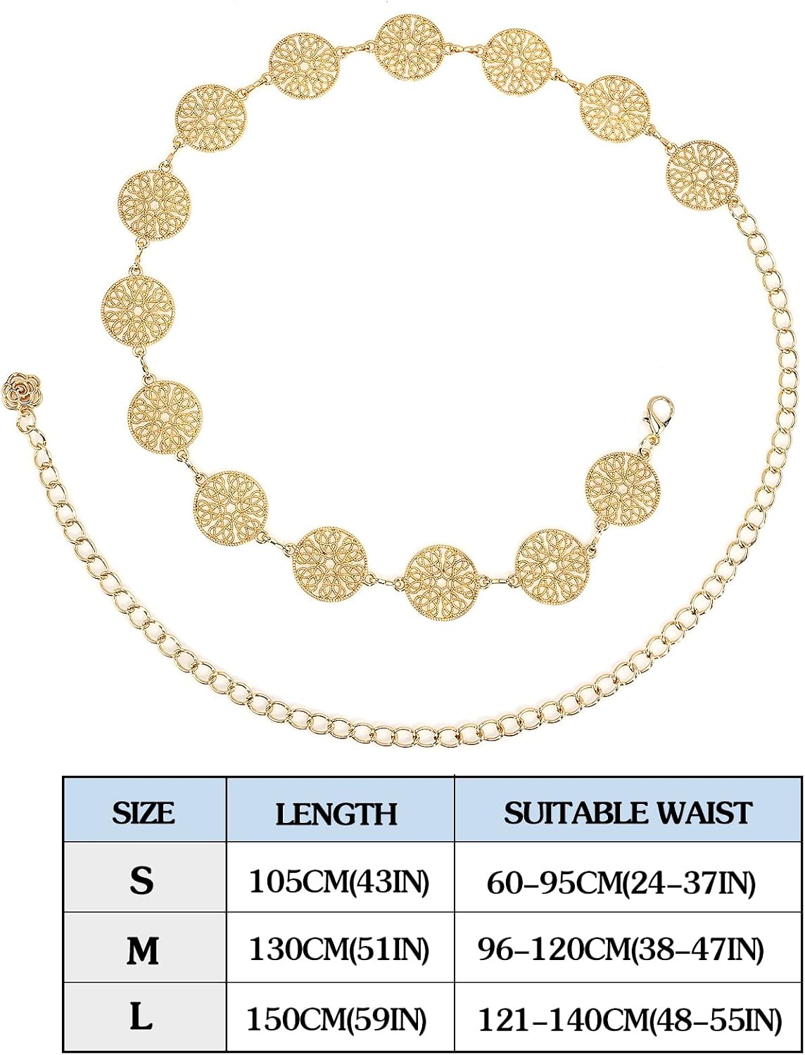 Detalle 2 de DTWAWA Hollow Round Chain Belt for Women