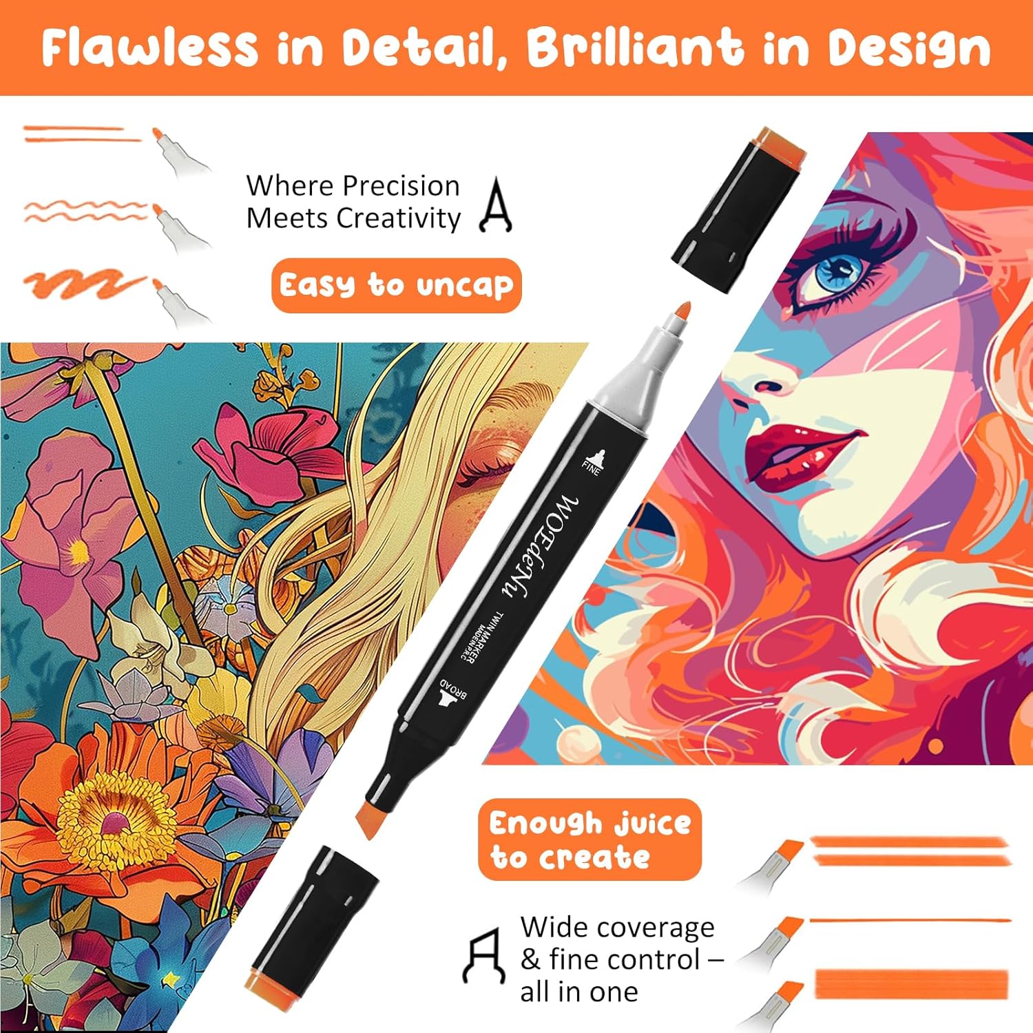 Thumbnail 1 de WOEDENU 168 Coloured Marker Set with Dual Tips, Carry Case & Storage Base
