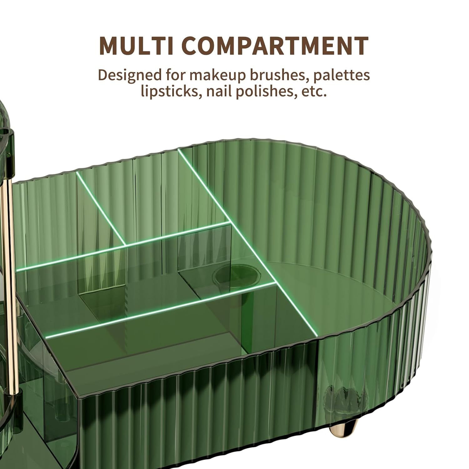 Detalle de Jywantful makeup storage 360° Rotating Makeup Organizer, Dark Green Acrylic