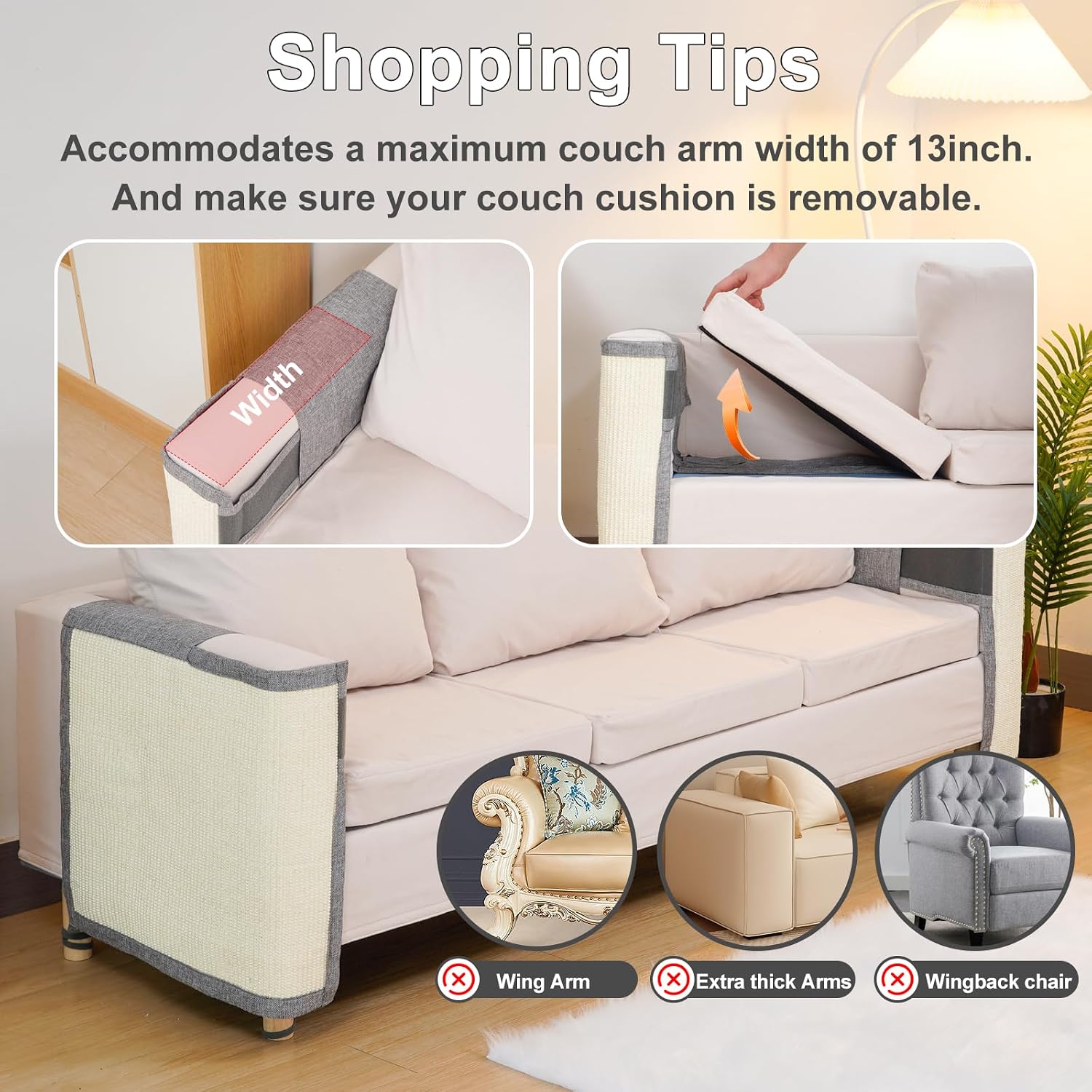 Thumbnail 5 de Uross Natural Sisal Cat Couch Protector for Corner Sofa ๐ฑ
