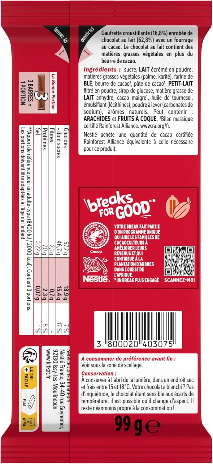 Thumbnail 1 de KitKat Tablette Chocolat au Lait - 99 g (Lot de 4)